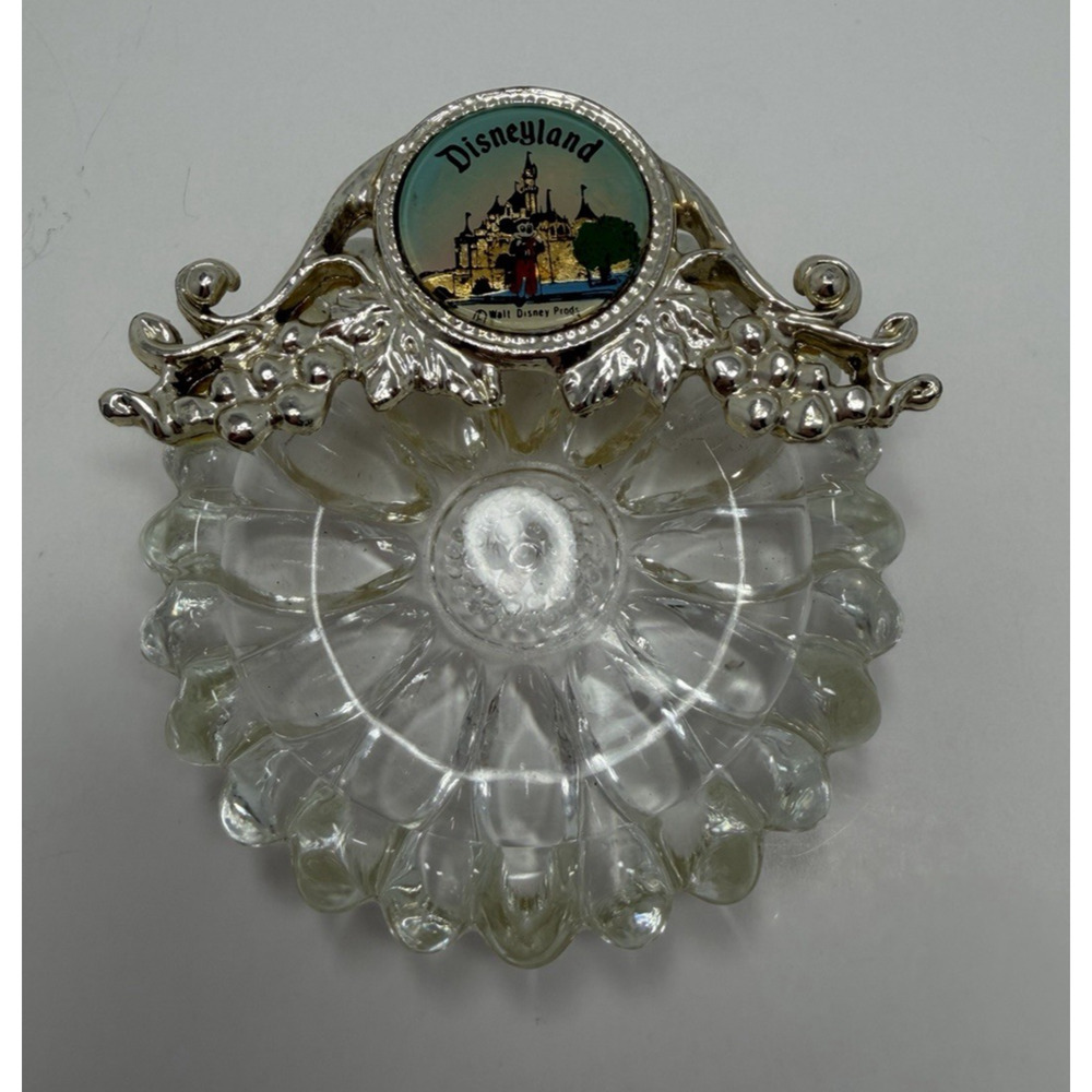 Disneyland Vintage Crystal Trinket Dish Ashtray Walt Disney Castle